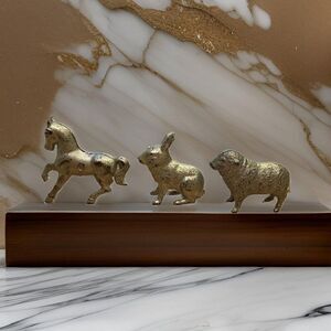 Antique Cast Iron Silver Banks Set - Horse, Rabbit, and Sheep